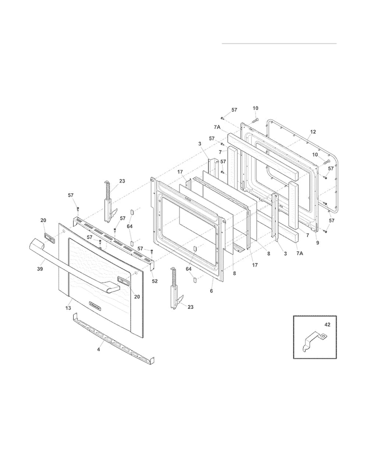 Door Diagram and Parts List for EI30GS5CJSC  Electrolux Range