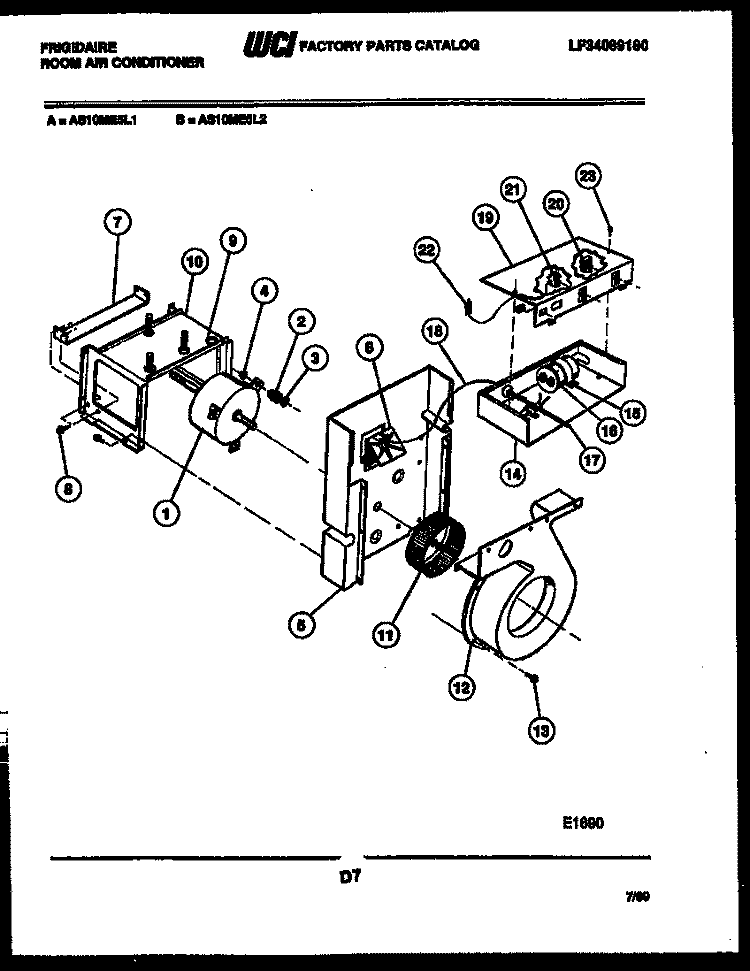ELECTRICAL PARTS Diagram and Parts List for AS10ME5L2  Frigidaire Air Conditioner