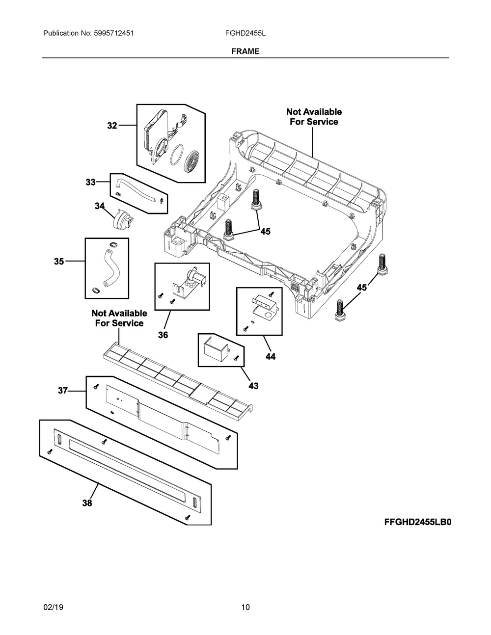 Frame Diagram and Parts List for FGHD2455LB1A  Frigidaire Refrigerator