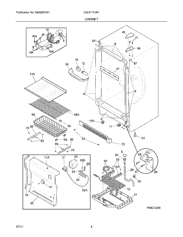 CABINET Diagram and Parts List for CALR17LW1  Crosley Freezer