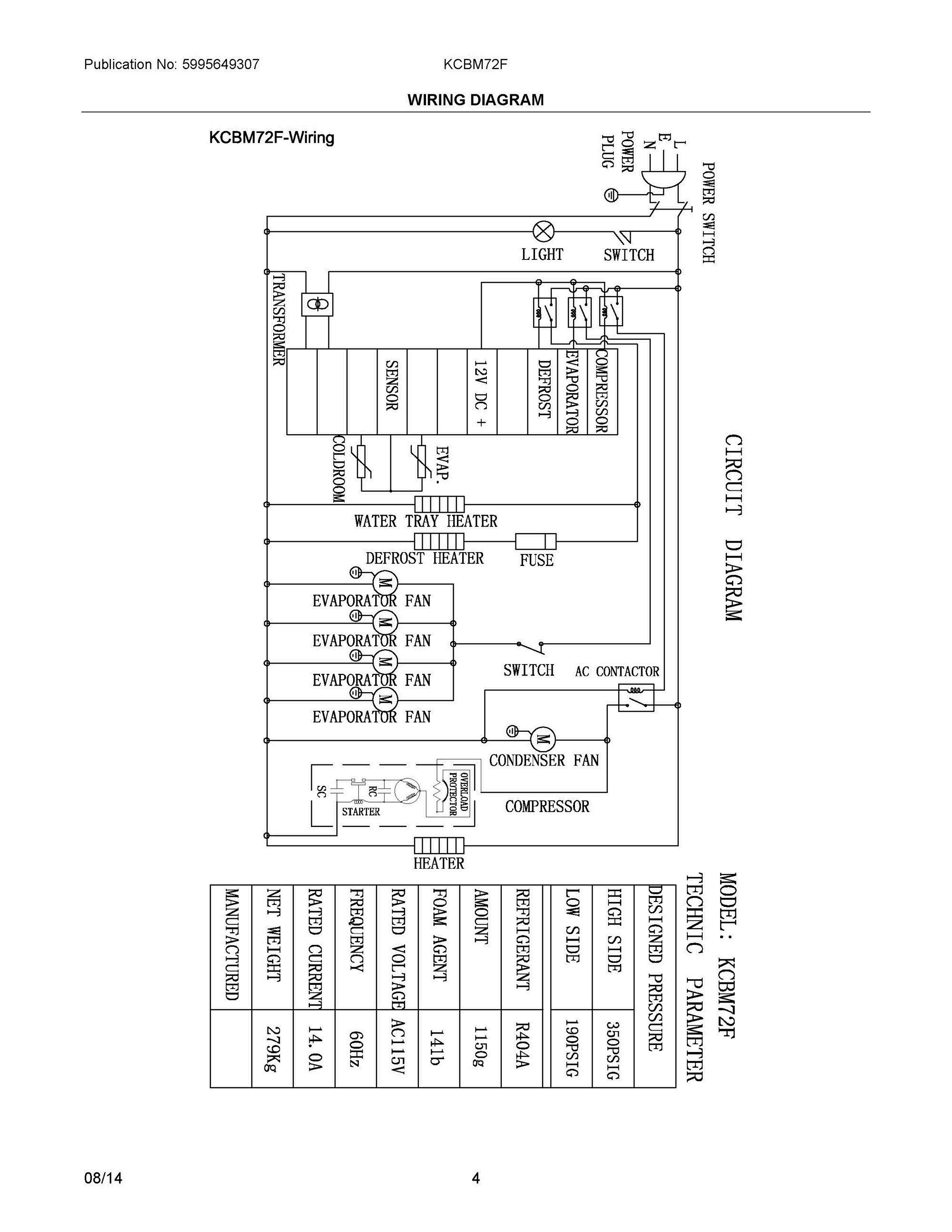 03 - WIRING DIAGRAM Diagram and Parts List for KCBM72F  Frigidaire Refrigerator