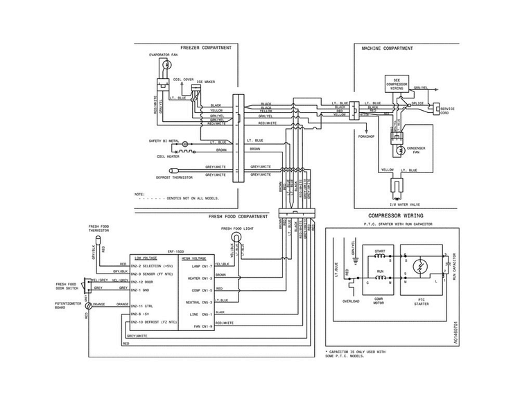 Wiring Diagram Diagram and Parts List for FFTR1614QW7  Frigidaire Refrigerator