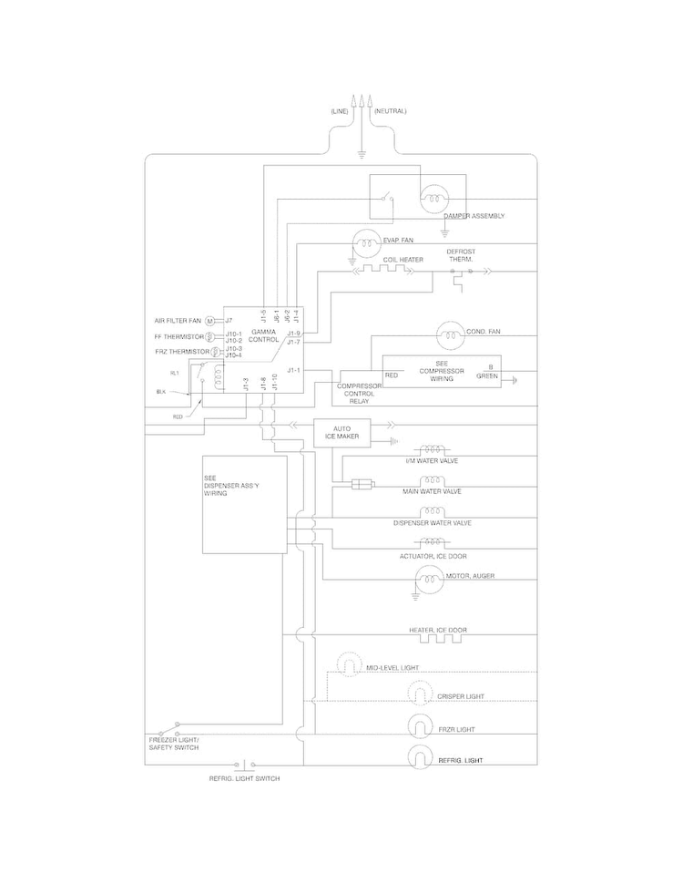 Wiring Schematic Diagram and Parts List for FFHS2611PF7  Frigidaire Refrigerator