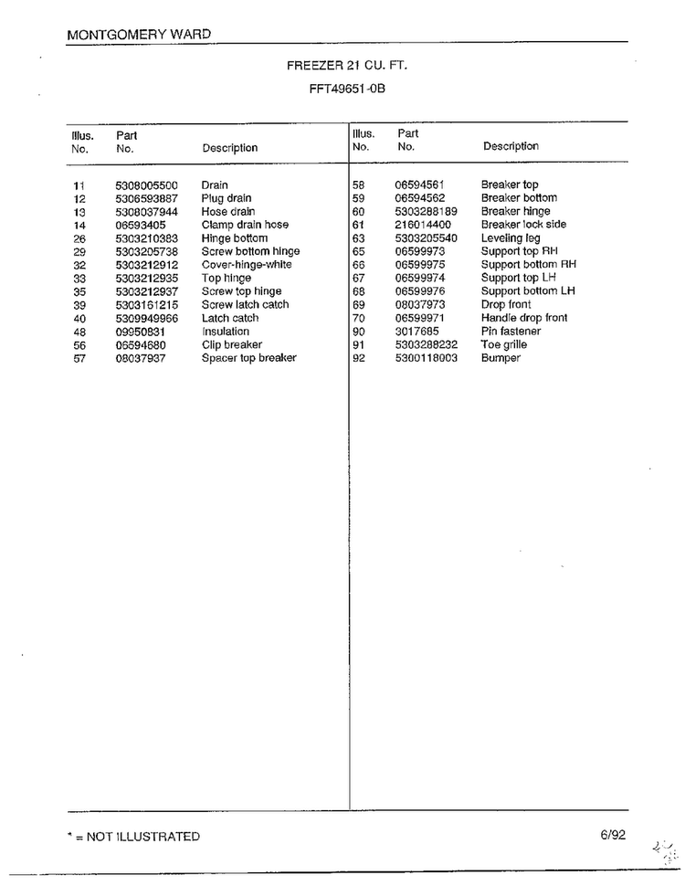 Freezer 21 Cubic Feet Page 4 Diagram and Parts List for 49651-0B  Frigidaire Freezer