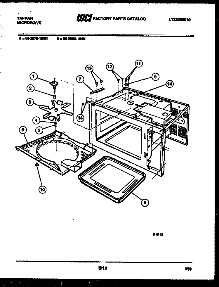 BODY PARTS Diagram and Parts List for 56-2079-10-01  Tappan Microwave