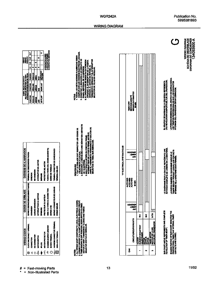 WIRING DIAGRAM Diagram and Parts List for WGR242AS2  Westinghouse Dryer