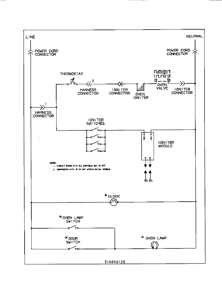 WIRING DIAGRAM Diagram and Parts List for FGF332BBDA  Frigidaire Range