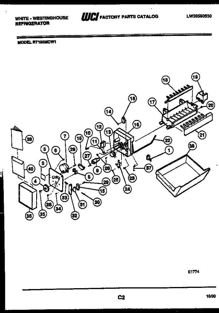 ICE MAKER PARTS Diagram and Parts List for RT195MCF1  Frigidaire Refrigerator