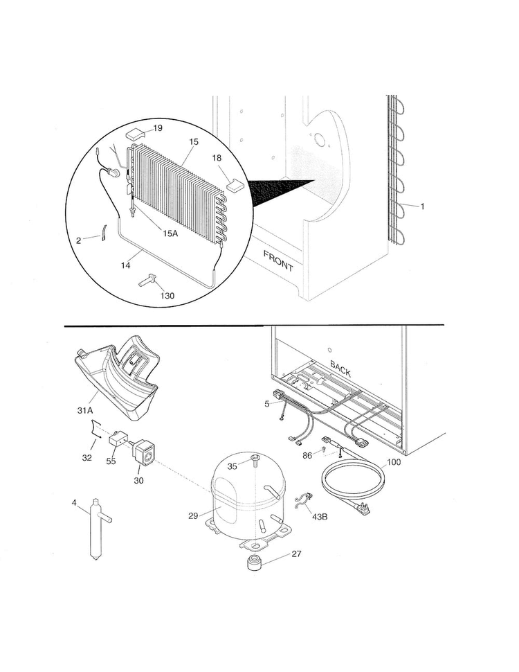 System Diagram and Parts List for 253280528015  Kenmore Freezer