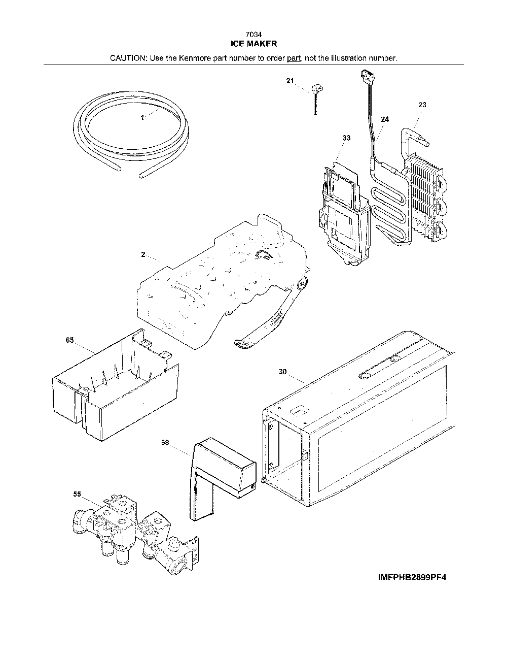 Ice maker Diagram and Parts List for 2537034241E  Kenmore Refrigerator