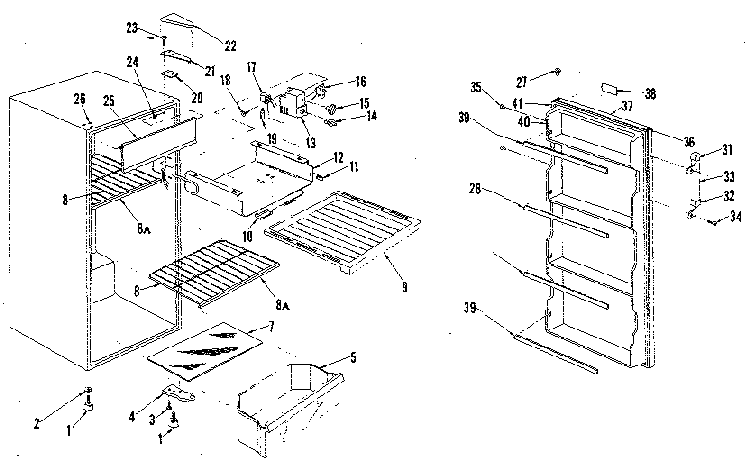 Cabinet Parts Diagram and Parts List for 5648600010  Kenmore Refrigerator