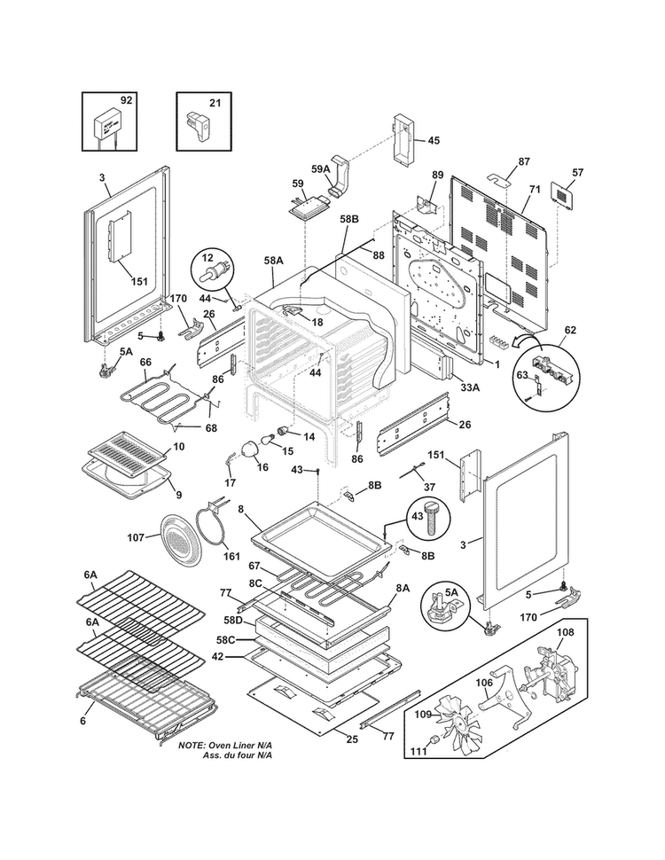 Body Diagram and Parts List for EI30EF35JSA  Electrolux Range