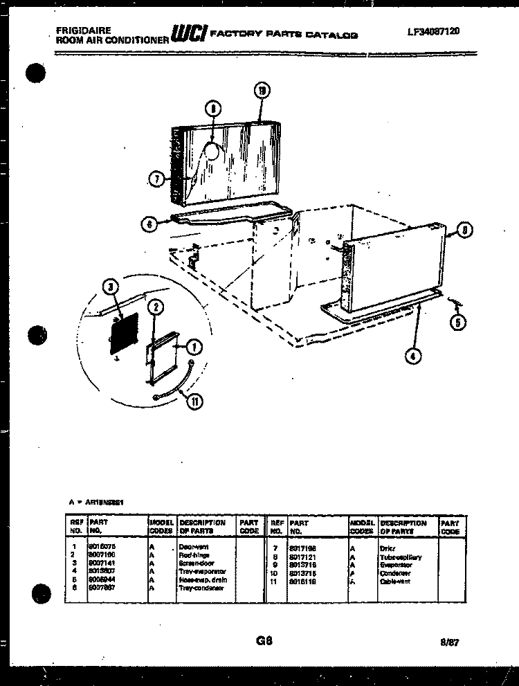 UNIT PARTS Diagram and Parts List for AR18NS8E1  Frigidaire Air Conditioner