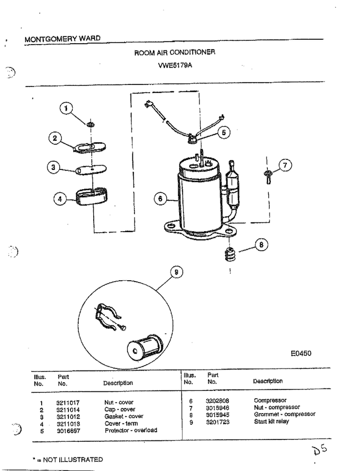 Room Air Conditioner Page 5 Diagram and Parts List for 5179A  Frigidaire Air Conditioner