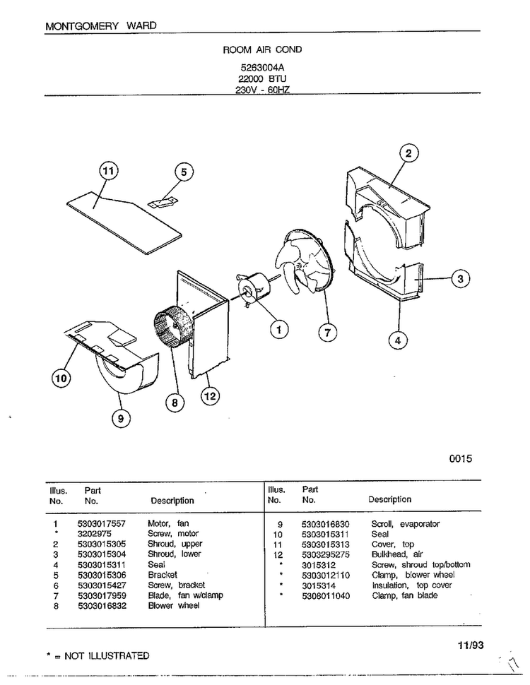 Room Air Conditioner Page 4 Diagram and Parts List for 5263004A  Frigidaire Air Conditioner