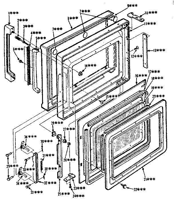 Door Parts Diagram and Parts List for 5648648310  Kenmore Microwave