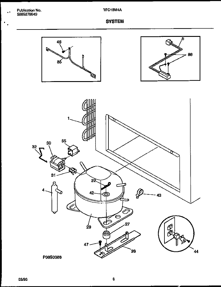 SYSTEM Diagram and Parts List for TFC13M4AW3  Tappan Freezer