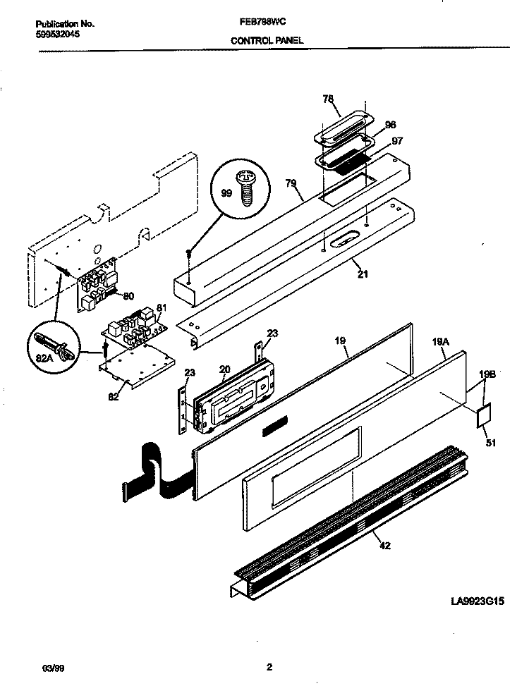 BACKGUARD Diagram and Parts List for FEB798WCCH  Frigidaire Wall Oven