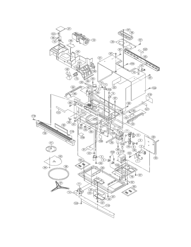 Oven,cabinet Diagram and Parts List for CGMV173KBC  Frigidaire Microwave