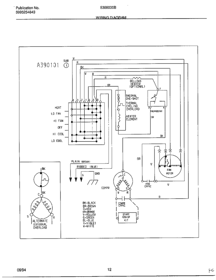 Wiring Diagram Diagram and Parts List for 5368000B  Frigidaire Air Conditioner