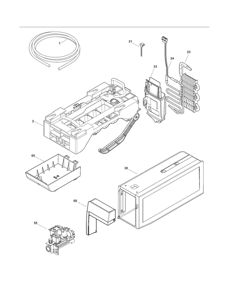 Ice Maker Diagram and Parts List for EI27BS26JB6  Electrolux Refrigerator