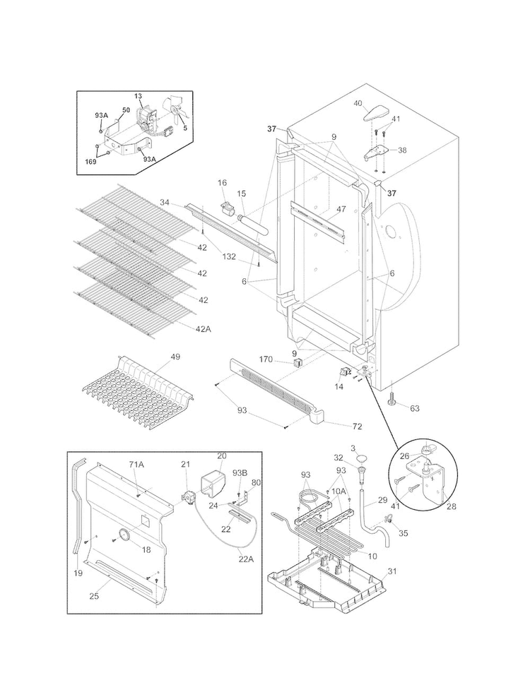 Cabinet Diagram and Parts List for 25360722012  Kenmore Refrigerator