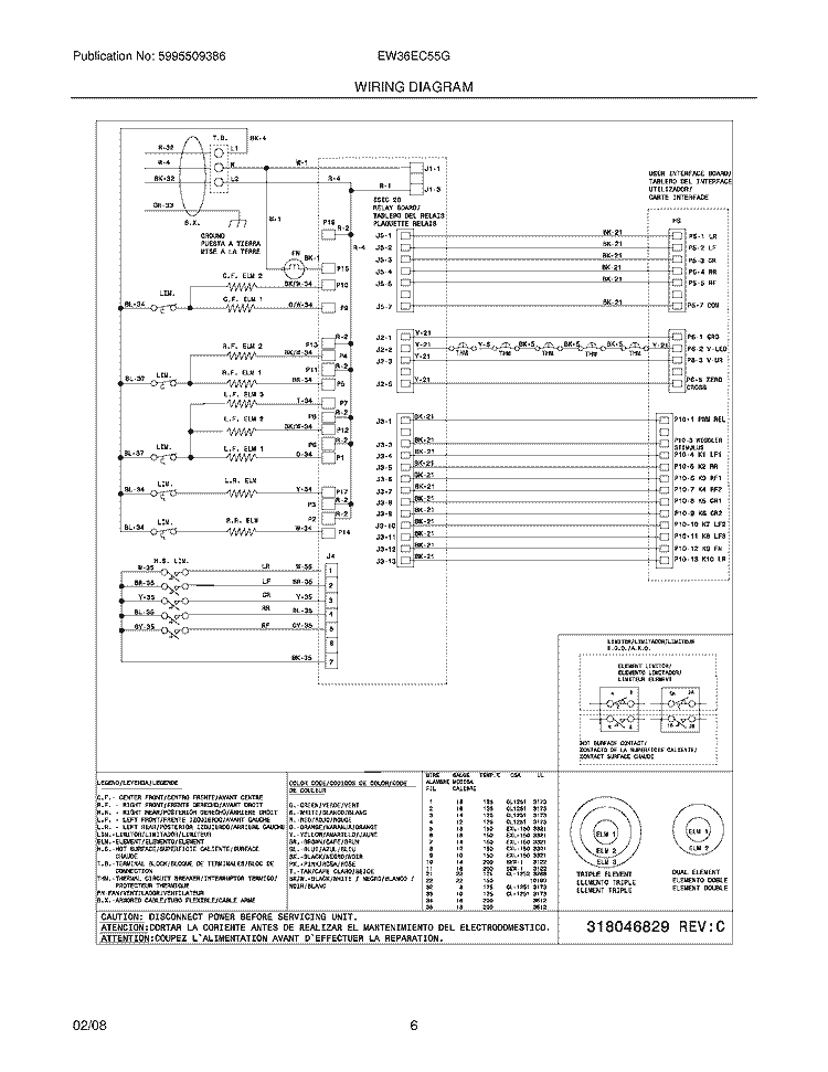 WIRING DIAGRAM Diagram and Parts List for EW36EC55GB1  Electrolux Cooktop
