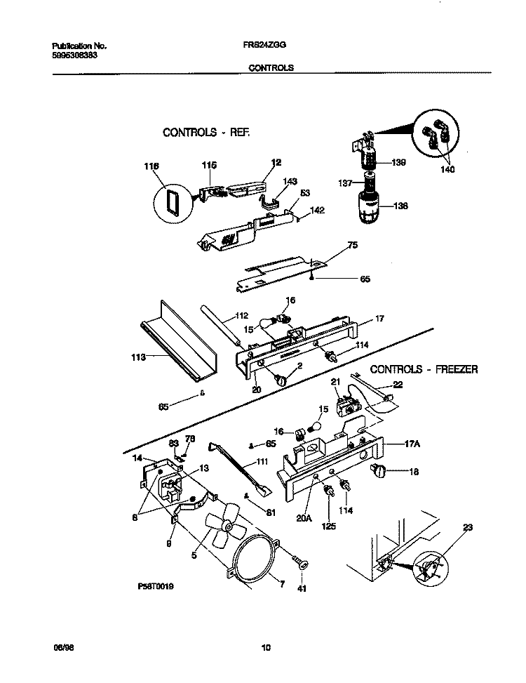 CONTROLS Diagram and Parts List for FRS24ZGGB0  Frigidaire Refrigerator