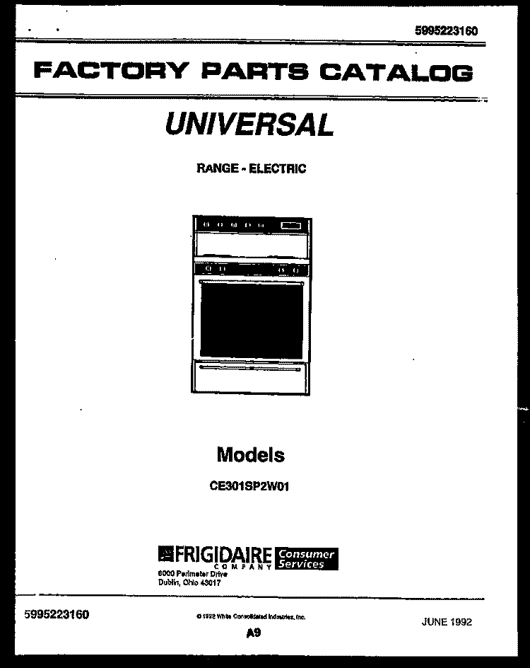 COVER Diagram and Parts List for CE301SP2L01  Uni Range