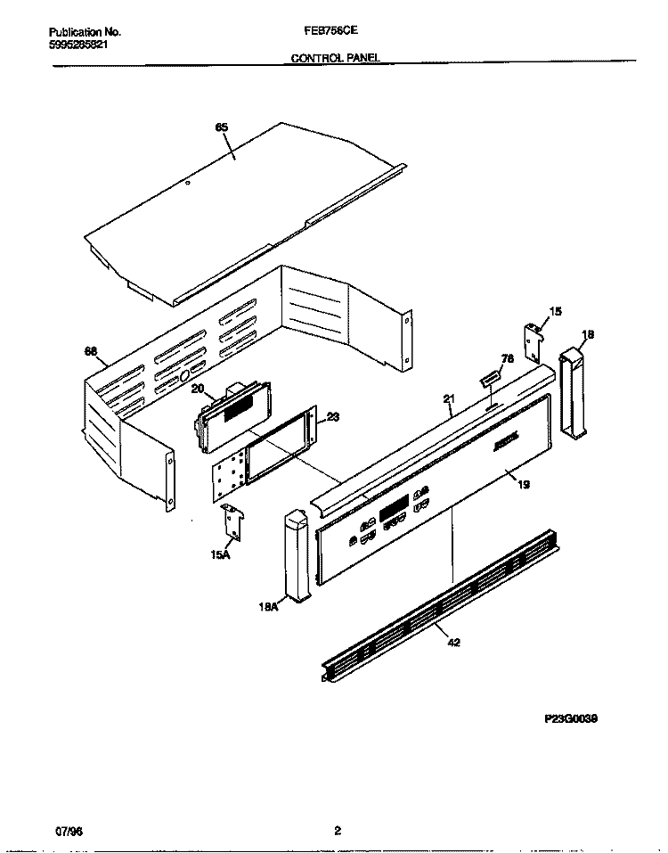 CONTROL PANEL Diagram and Parts List for FEB756CETA  Frigidaire Wall Oven