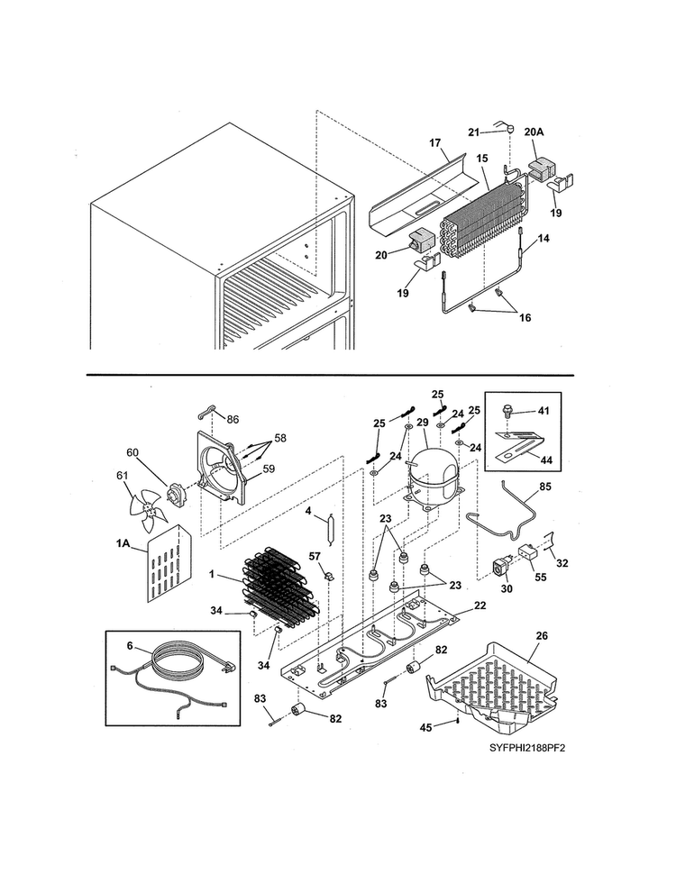 System Diagram and Parts List for FPHI2188PF2  Frigidaire Refrigerator