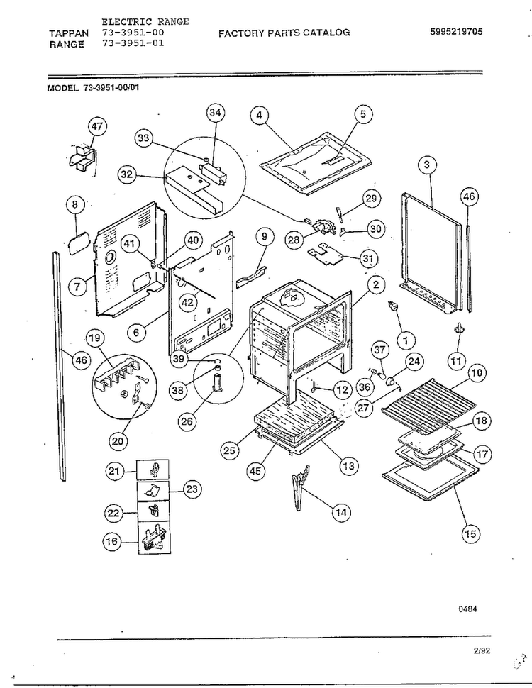 Electric Range Page 10 Diagram and Parts List for 73-3951-00  Tappan Range