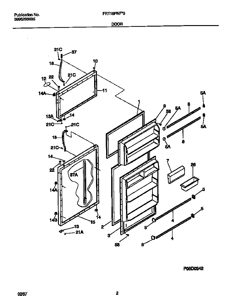 DOOR Diagram and Parts List for FRT18PNFD0  Frigidaire Refrigerator