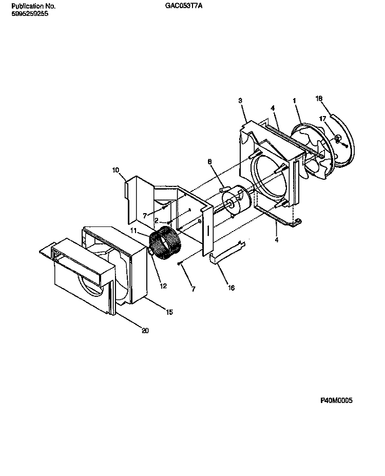 AIR HANDLING Diagram and Parts List for GAC053T7A5  Gibson Air Conditioner