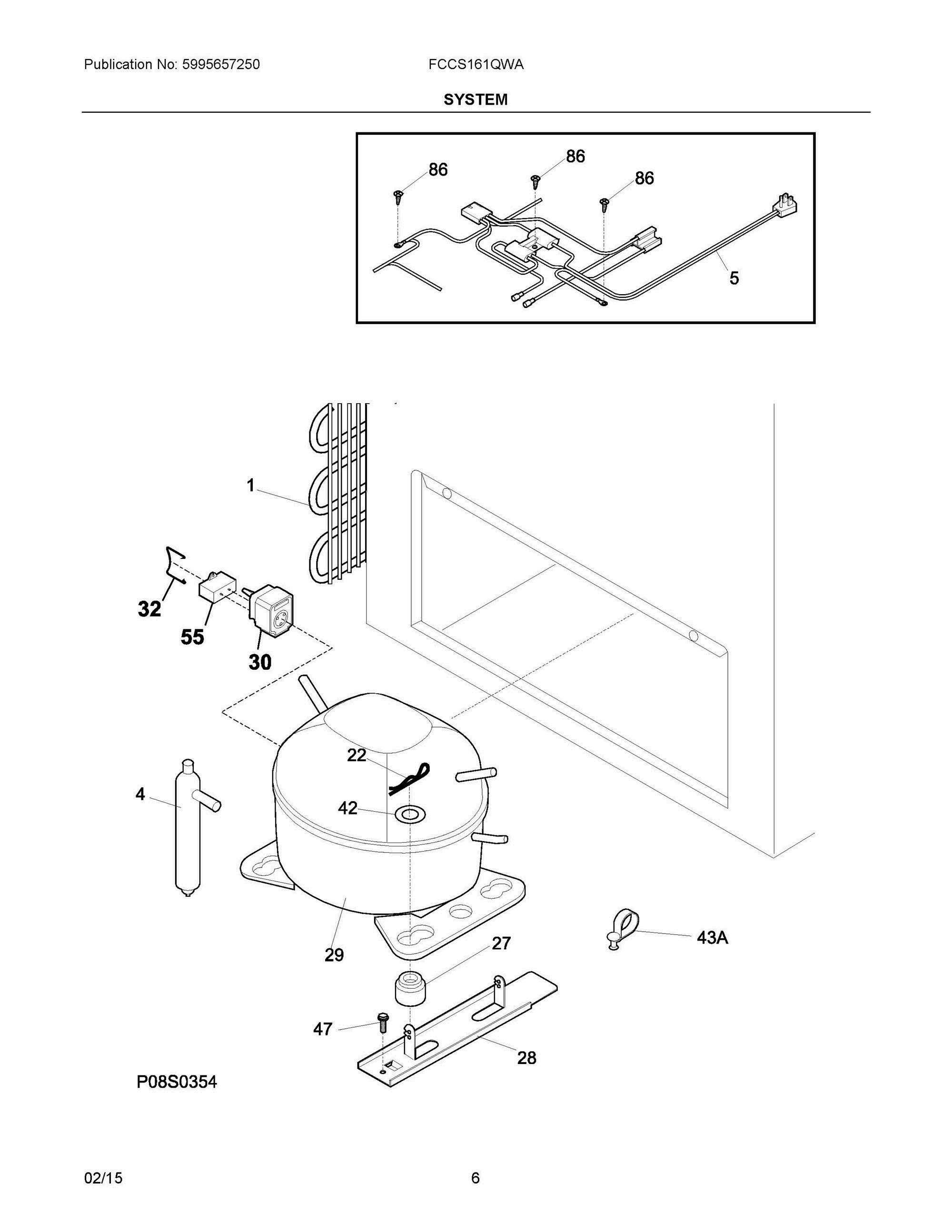 04 - SYSTEM Diagram and Parts List for FCCS161QWA  Frigidaire Freezer