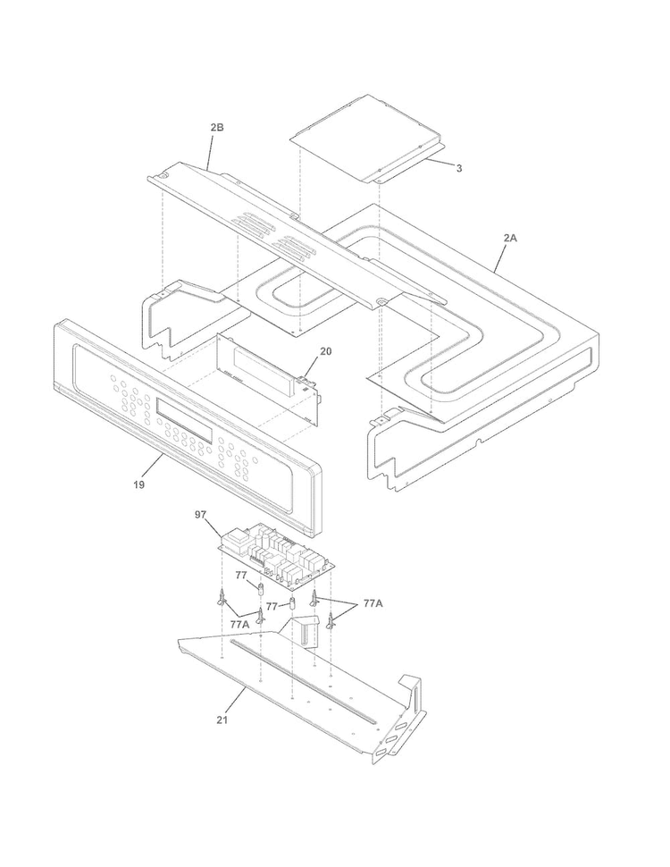 Control Panel Diagram and Parts List for FGET2765PFB  Frigidaire Wall Oven