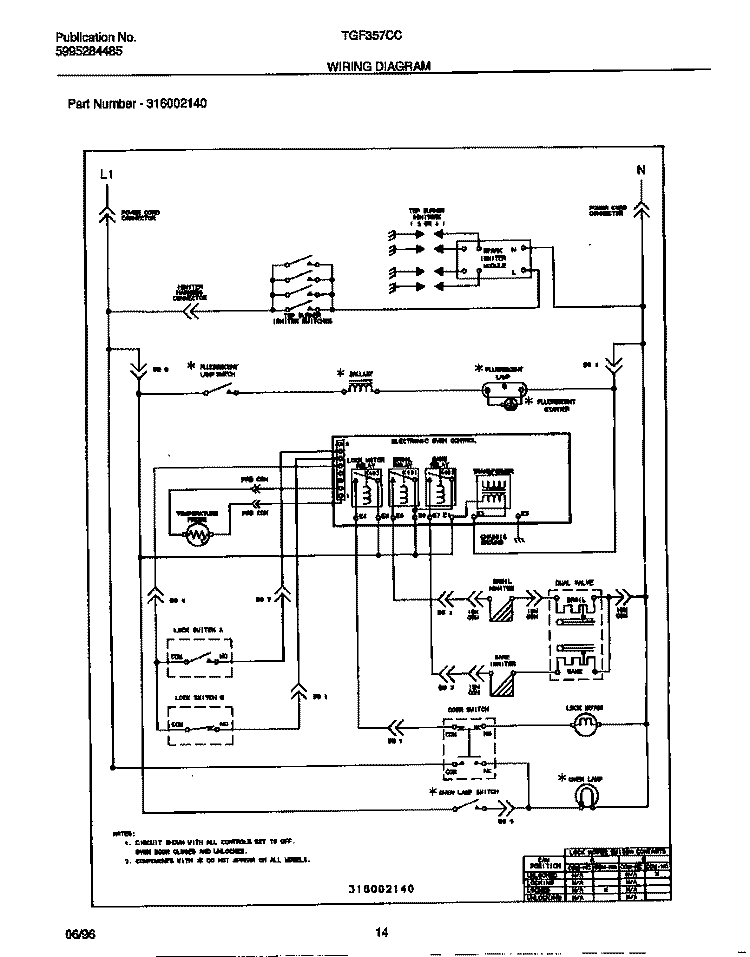 WIRING DIAGRAM Diagram and Parts List for TGF357CCTD  Tappan Range