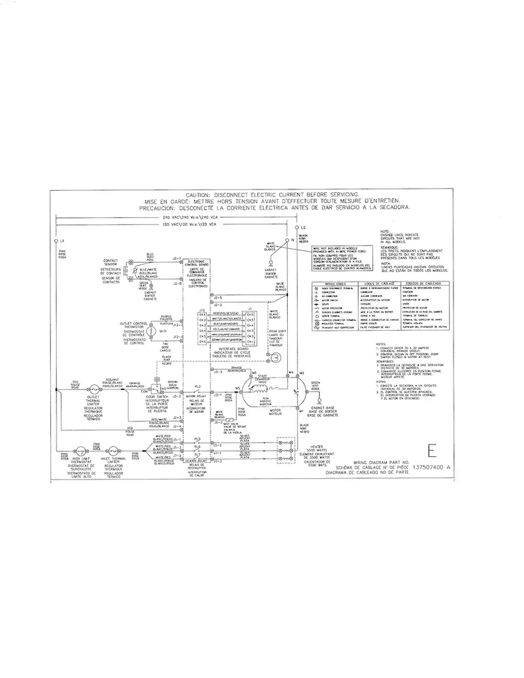Wiring Diagram Diagram and Parts List for EIMED55IMB3  Electrolux Dryer