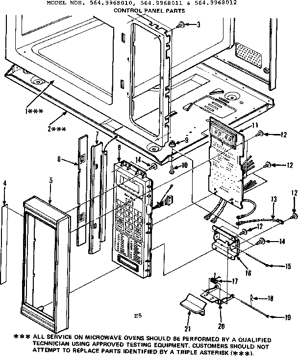Control Panel Parts Diagram and Parts List for 5649968010  Kenmore Microwave