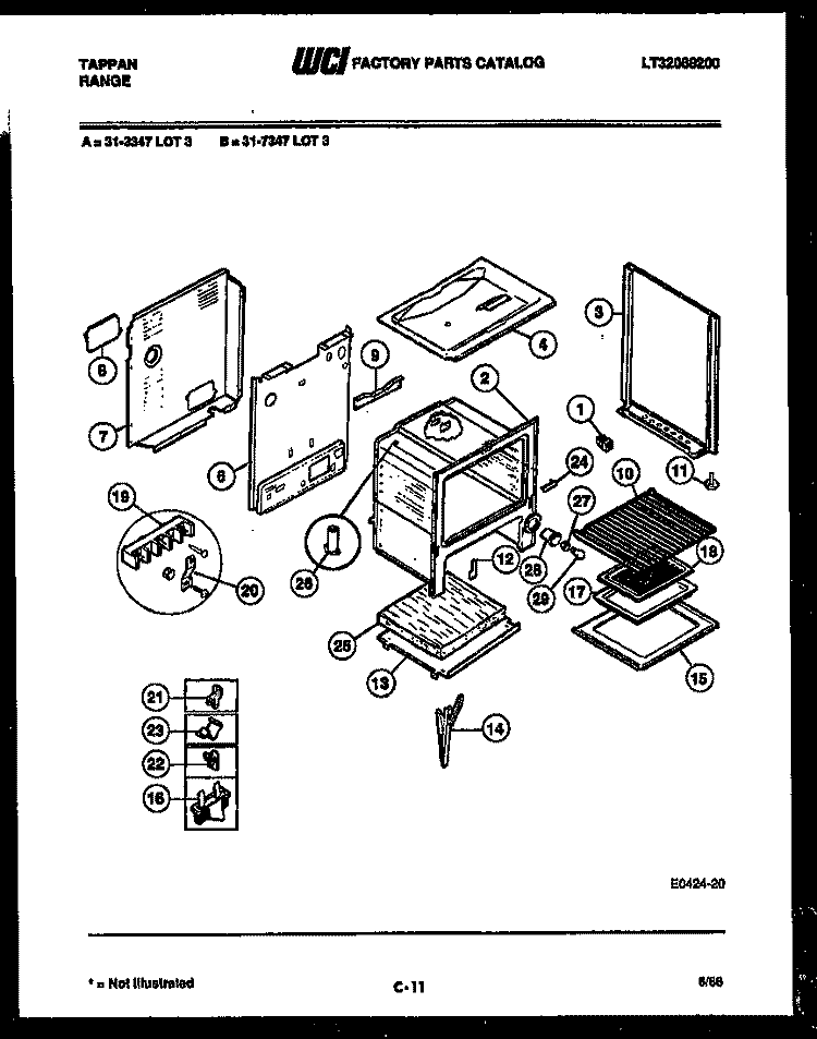BODY PARTS Diagram and Parts List for 31-3347-00-03  Tappan Range