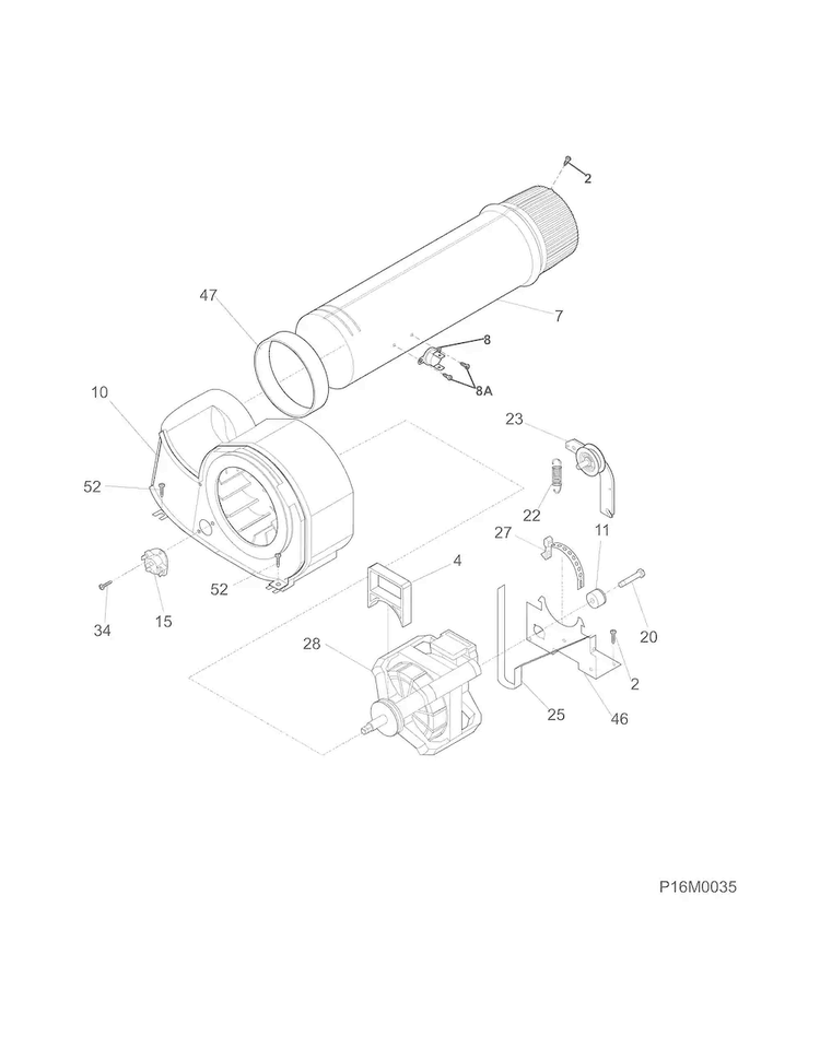 Motor Diagram and Parts List for FFQE5000QW1  Frigidaire Dryer