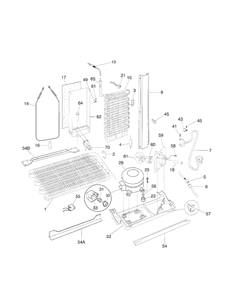 System Diagram and Parts List for FRS26ZRGD7  Frigidaire Refrigerator