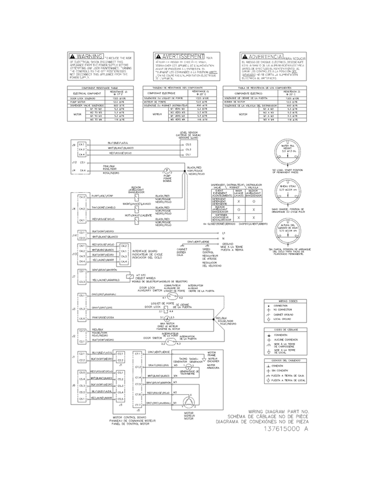 Wiring Diagram Diagram and Parts List for FFFW4000QW0  Frigidaire Washer