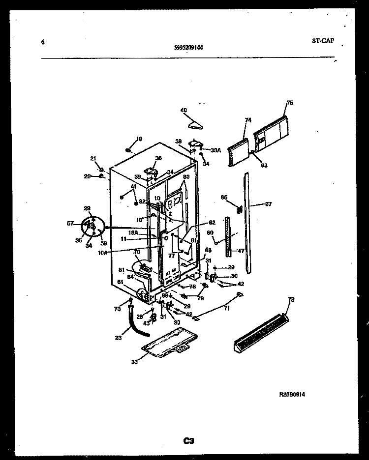 CABINET PARTS Diagram and Parts List for RS22F8DX1B  Gibson Refrigerator