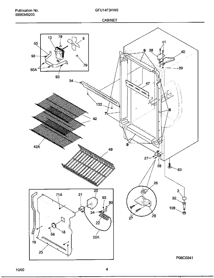 CABINET Diagram and Parts List for GFU14F3HW3  Gibson Freezer