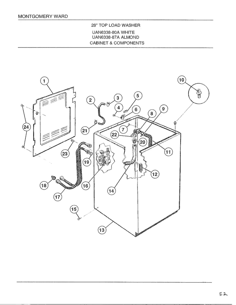 Cabinet And Components Diagram and Parts List for 6338A  Frigidaire Washer