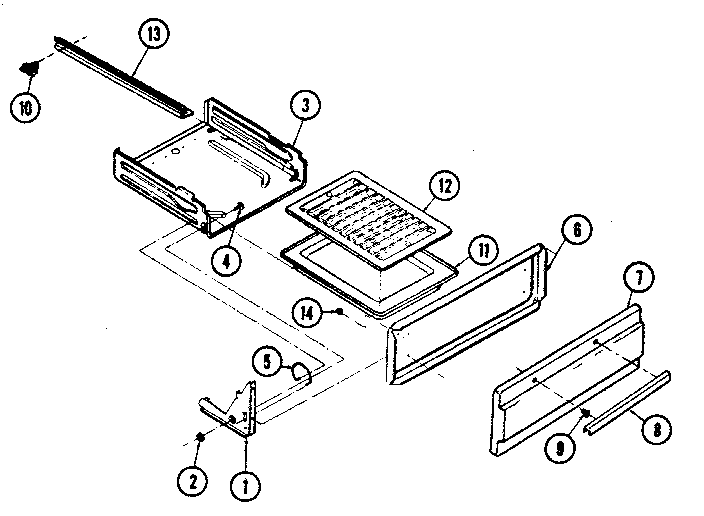 Drawer Diagram and Parts List for 30-3348-01  Tappan Range