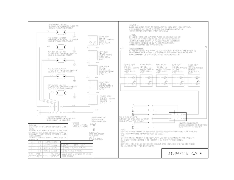 Wiring Diagram Diagram and Parts List for FGGC3665KSC  Frigidaire Cooktop