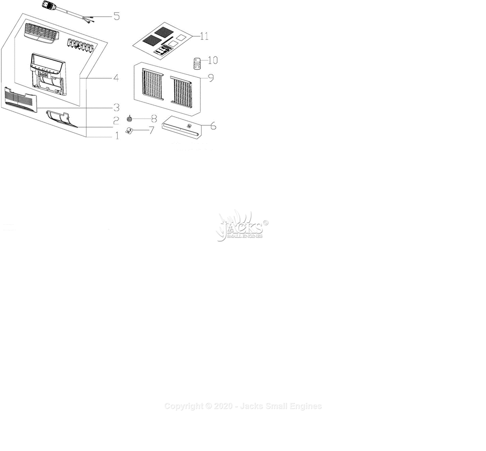 Spare Parts Diagram and Parts List for FGRQ0633U1  Frigidaire Air Conditioner