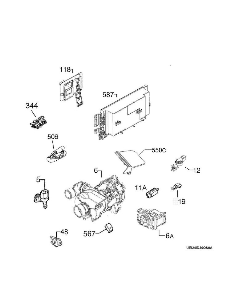 Electrical Parts Diagram and Parts List for FPID2497RF5A  Frigidaire Dishwasher